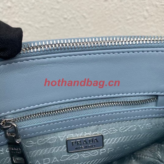 Prada Galleria satin mini-bag with crystals 1BA906 sky blue