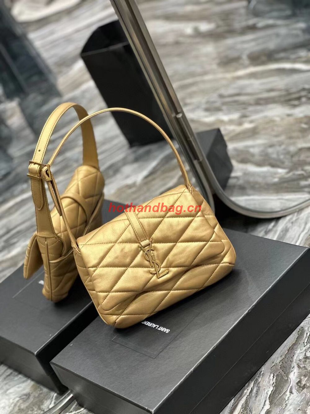 SAINT LAUREN LE 57 HOBO SHOULDER BAG IN QUILTED LAMBSKIN 698567 gold