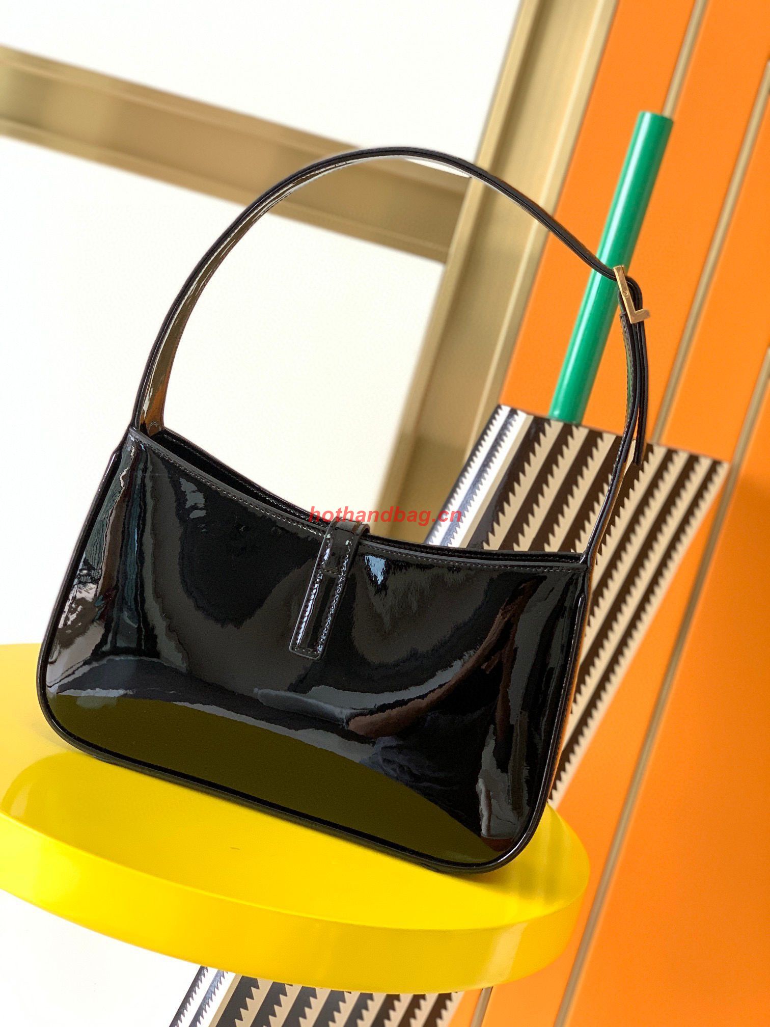 SAINT LAUREN PATENT LEATHER BAG 657228 BLACK