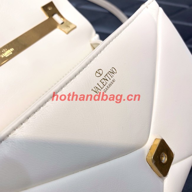 VALENTINO ONE STUD mini sheepskin shoulder bag WB0L13M white