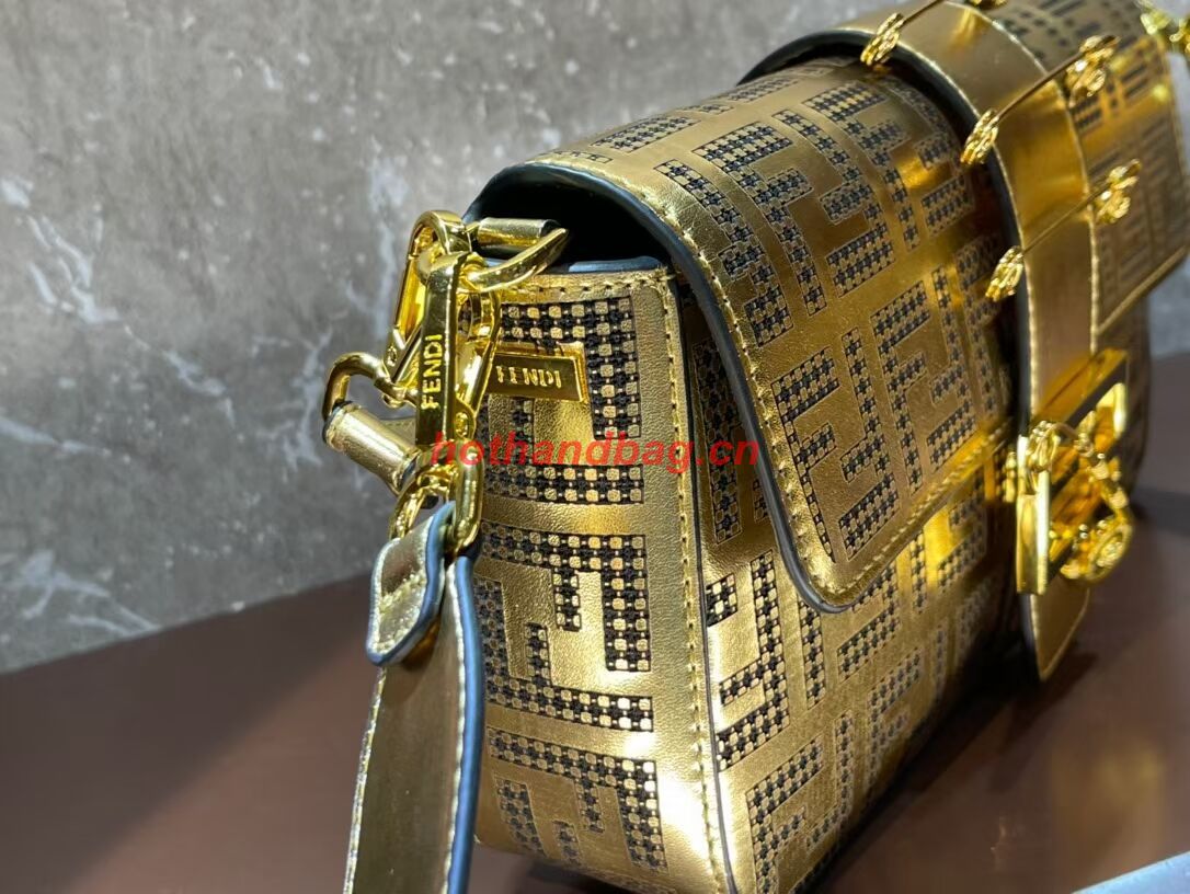 Fendi Baguette leather bag F0969 gold