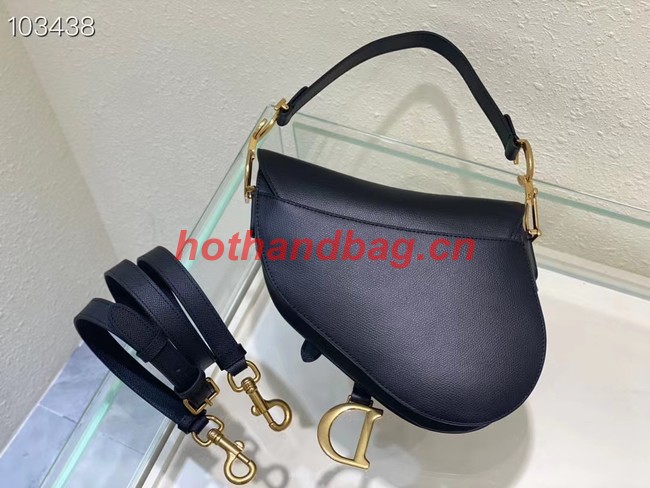 DIOR SADDLE BAG WITH STRAP Grained Calfskin M0455C black