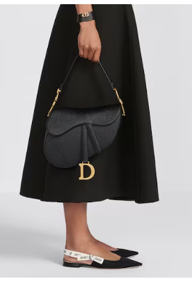 DIOR SADDLE BAG WITH STRAP Grained Calfskin M0455C black