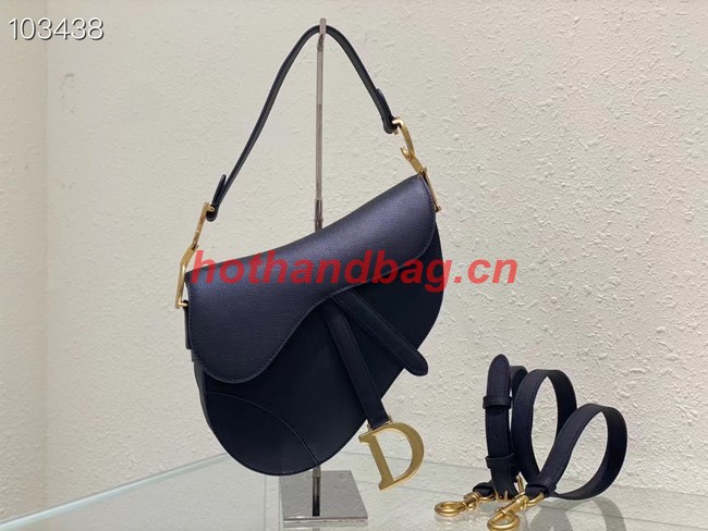 DIOR SADDLE BAG WITH STRAP Grained Calfskin M0455C black