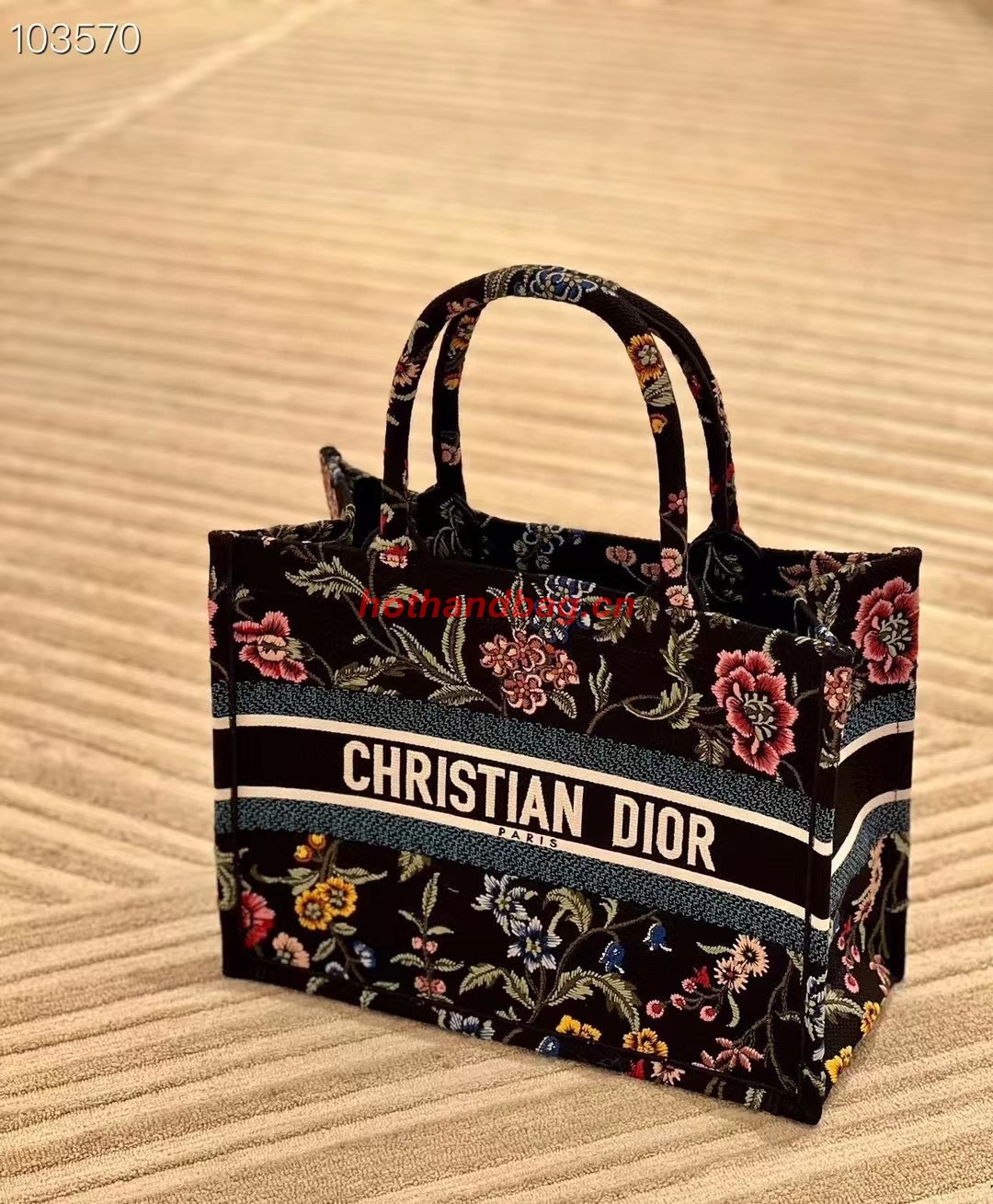 MEDIUM DIOR BOOK TOTE Black Multicolor Dior Petites Fleurs Embroidery M1296Z-33