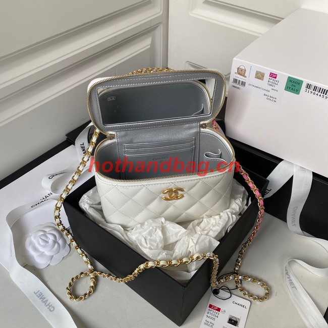 Chanel CLUTCH WITH CHAIN Lambskin & Gold Metal AP3243 WHITE