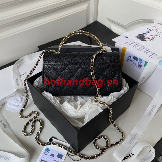 Chanel MINI FLAP BAG CLUTCH WITH CHAIN Gold-Tone Metal AP3238 BLACK