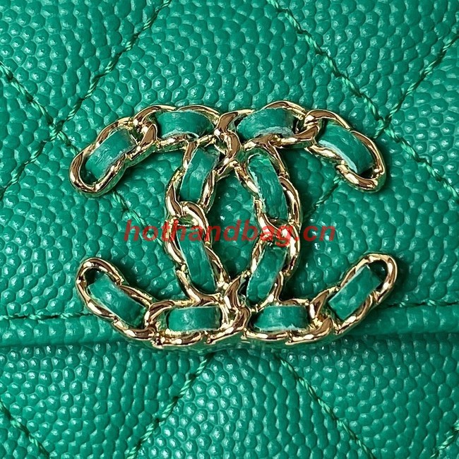 Chanel MINI FLAP BAG CLUTCH WITH CHAIN Gold-Tone Metal AP3238 GREEN