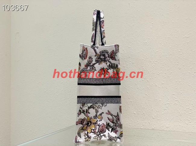 LARGE DIOR BOOK TOTE White Multicolor Dior Jardin Botanique Embroidery M1286ZEA