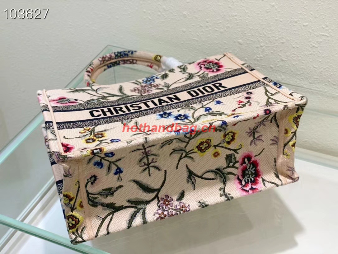 MEDIUM DIOR BOOK TOTE Natural Multicolor Raffia Embroidered with Dior Petites Fleurs M1296ZEB