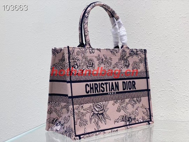 MEDIUM DIOR BOOK TOTE Powder Pink Dior Jardin Botanique Embroidery M1296ZRZ