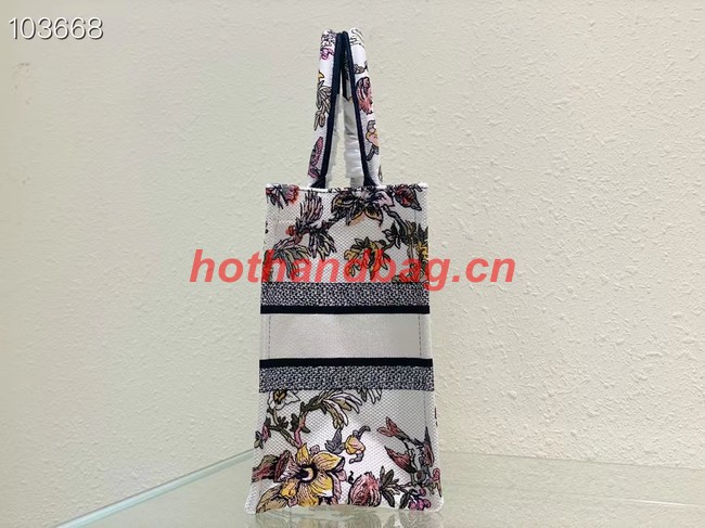 MEDIUM DIOR BOOK TOTE White Multicolor Dior Jardin Botanique Embroidery M1296ZRZ