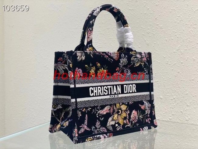 SMALL DIOR BOOK TOTE M1265ZC black Multicolor Dior Jardin Botanique Embroidery M1265ZC