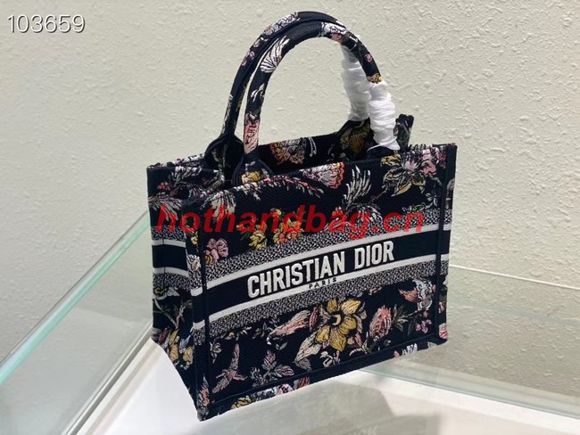 SMALL DIOR BOOK TOTE M1265ZC black Multicolor Dior Jardin Botanique Embroidery M1265ZC