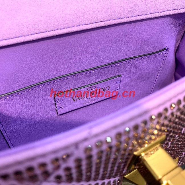 VALENTINO GARAVANI small Roman Stud soft sheep leather chain shoulder bag 2288 Lavender