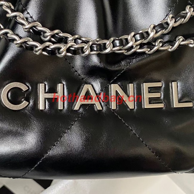 CHANEL 22 MINI HANDBAG Shiny Calfskin & Silver-Tone Metal AS3980 black