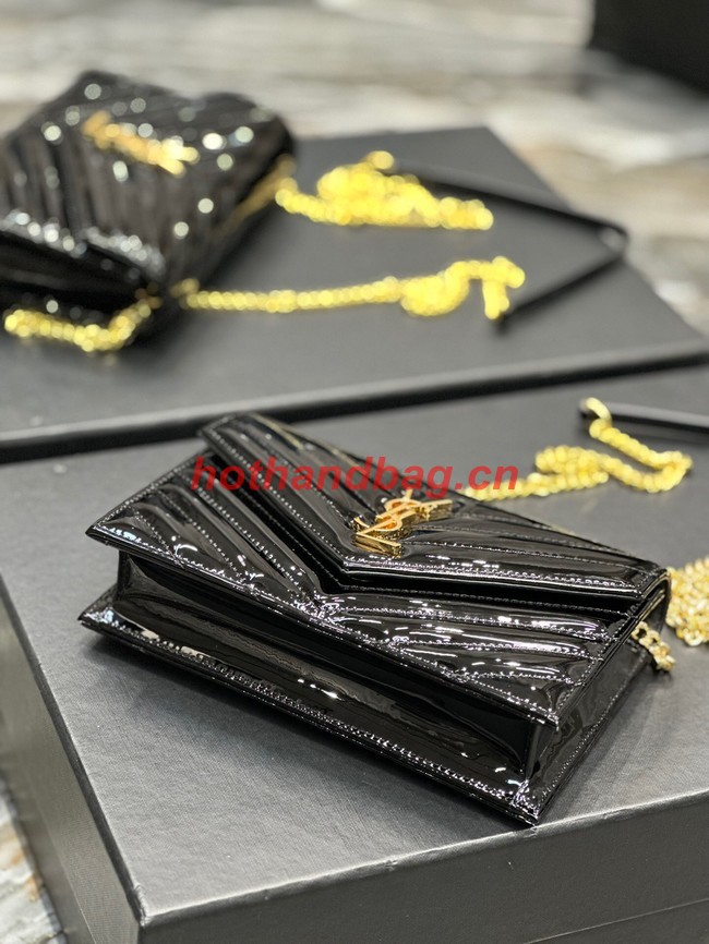 SAINT LAUREN PATENT LEATHER BAG 393953 BLACK