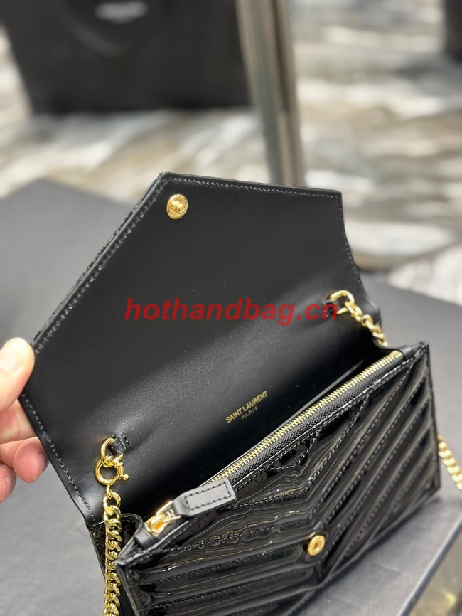 SAINT LAUREN PATENT LEATHER BAG 393953 BLACK