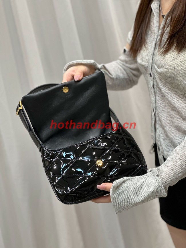 SAINT LAUREN PATENT LEATHER LE 57 HOBO BAG 698567 black