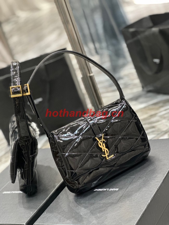 SAINT LAUREN PATENT LEATHER LE 57 HOBO BAG 698567 black