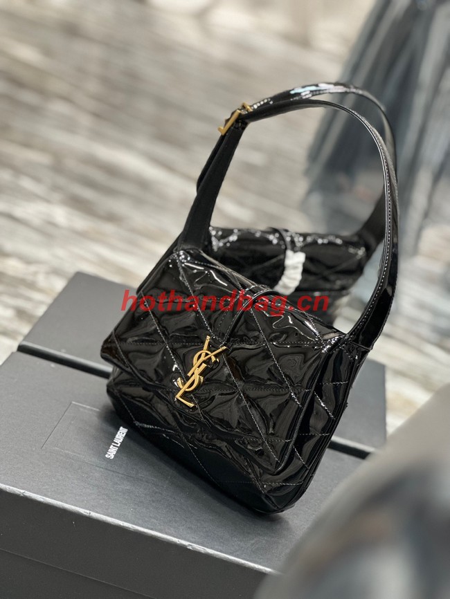 SAINT LAUREN PATENT LEATHER LE 57 HOBO BAG 698567 black