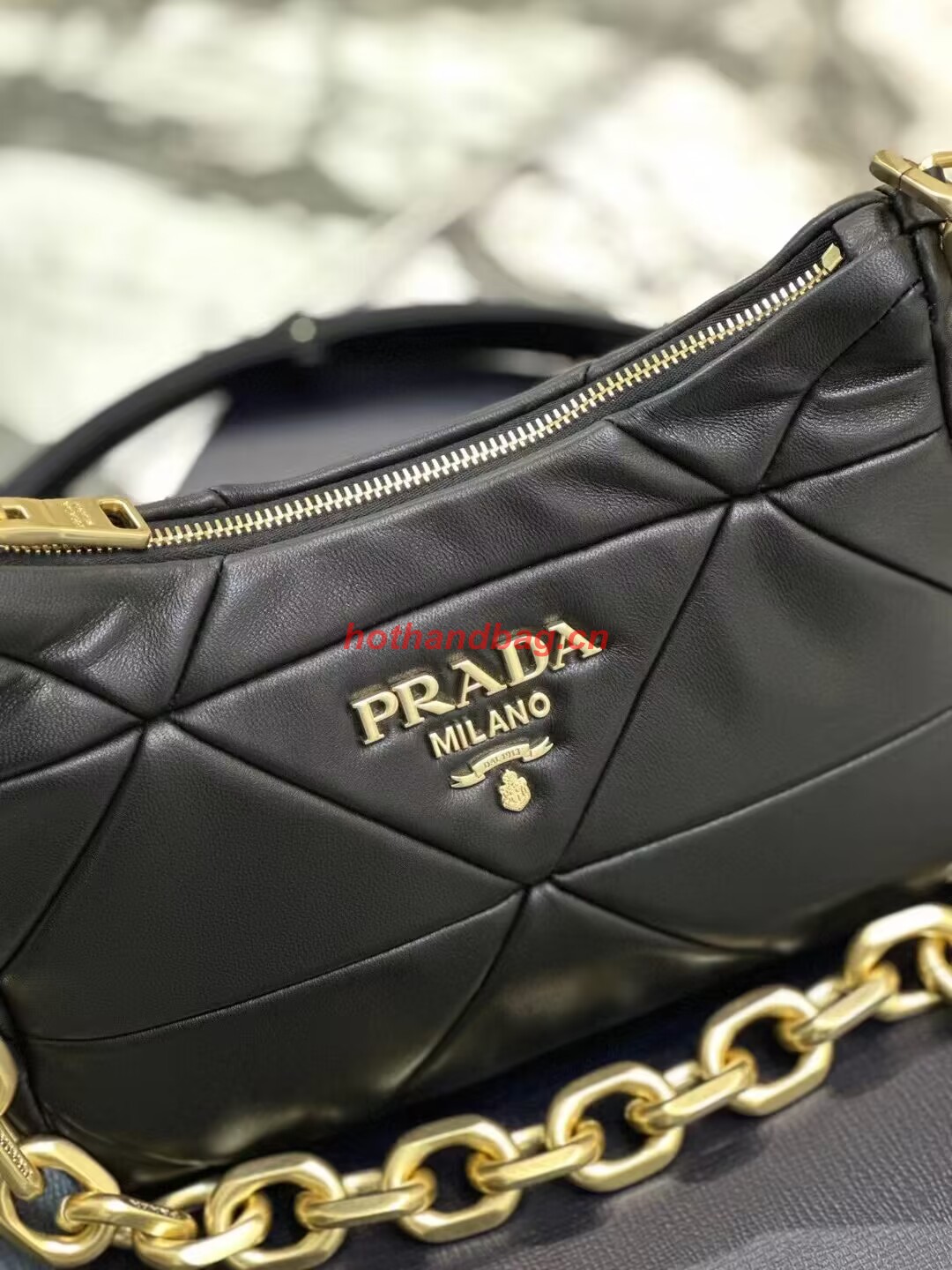 Prada leather shoulder bag 1BH117 black