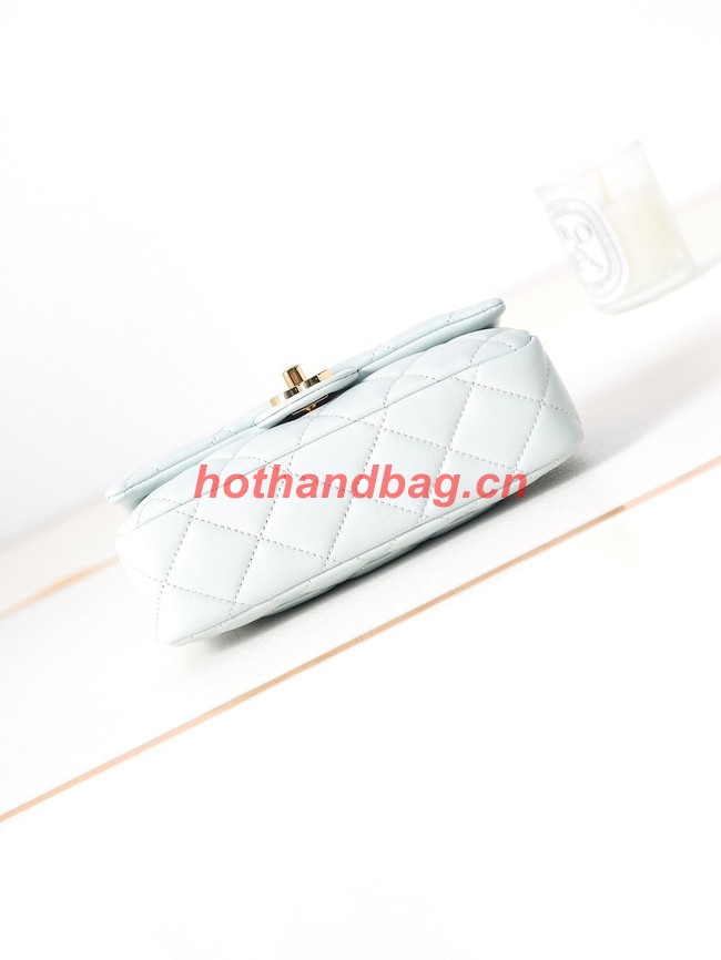 Chanel MINI FLAP BAG WITH TOP HANDLE AS4023 light blue