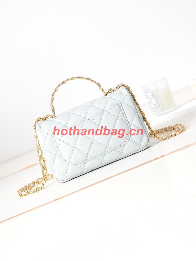 Chanel MINI FLAP BAG WITH TOP HANDLE AS4023 light blue