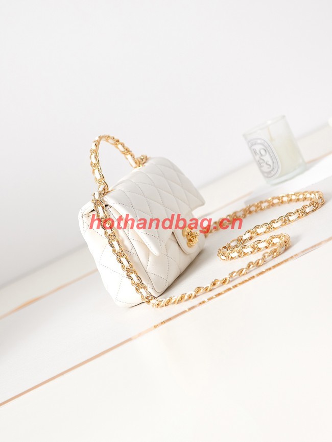 Chanel MINI FLAP BAG WITH TOP HANDLE AS4023 white