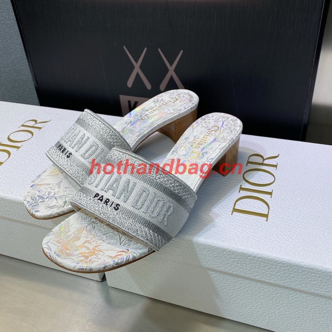 Dior DWAY HEELED SLIDE Embroidered Cotton 93278-2