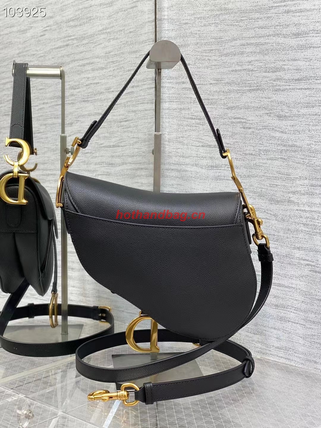 Dior SADDLE BAG WITH STRAP Grained Calfskin M0455CBA black