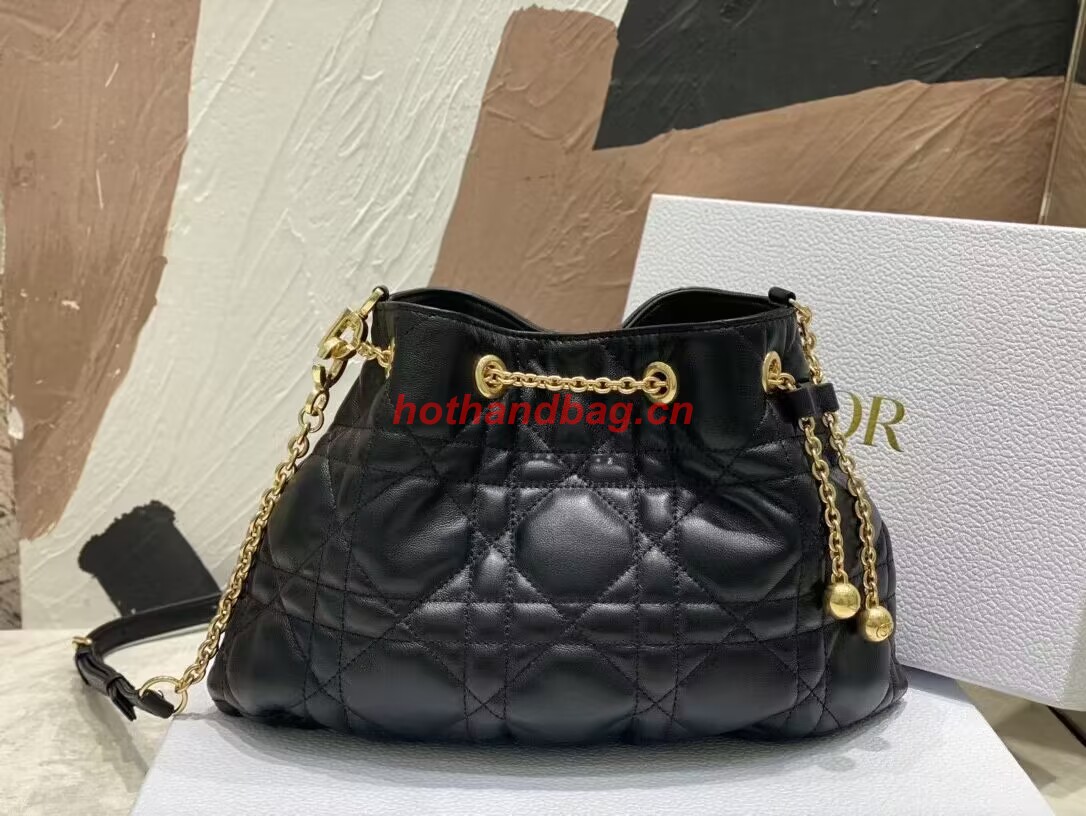 MEDIUM DIOR AMMI BAG Sand Black Supple Macrocannage Lambskin M22566F