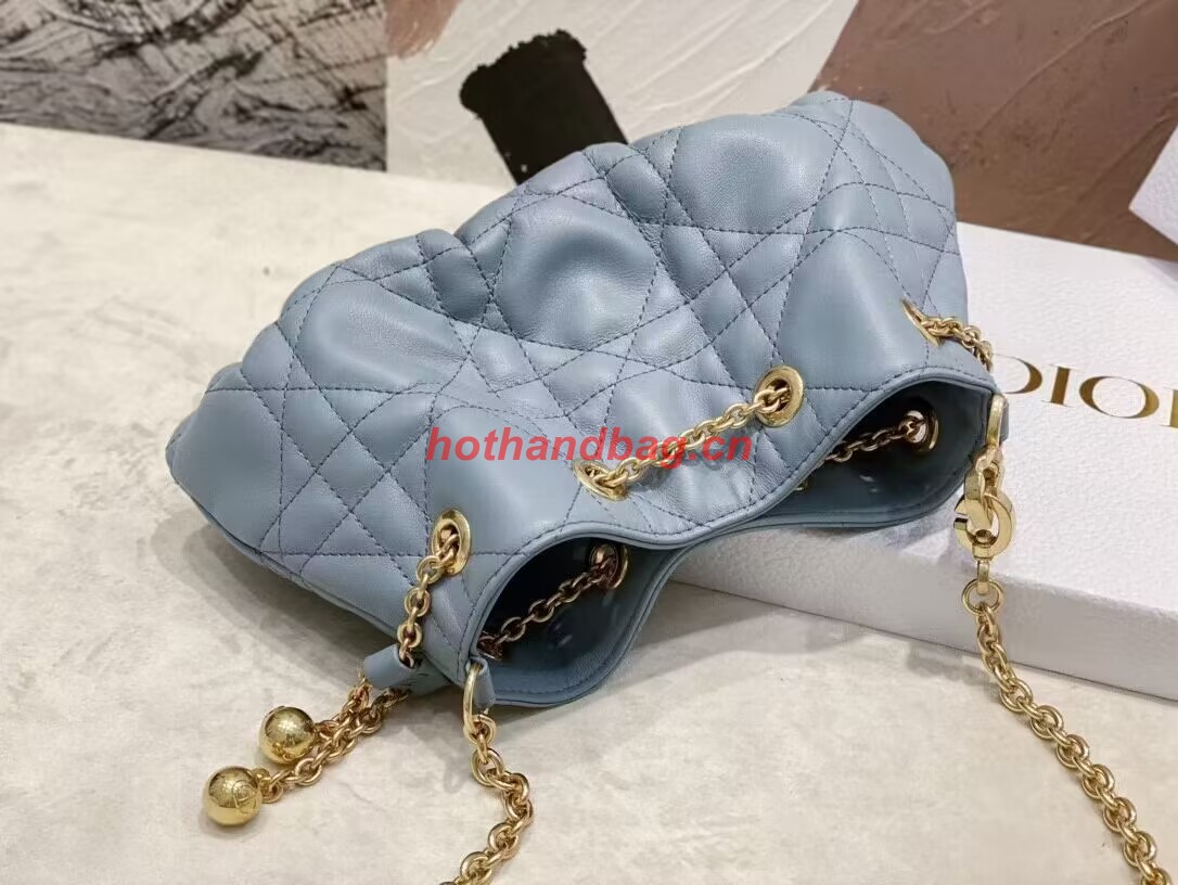 SMALL DIOR AMMI BAG Sand BLUESupple Macrocannage Lambskin M22567F