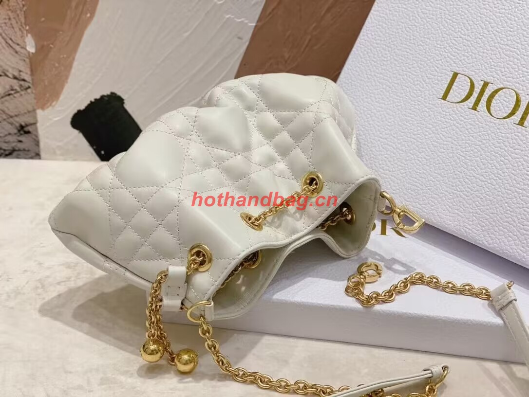 SMALL DIOR AMMI BAG Sand WHITE Supple Macrocannage Lambskin M22567F