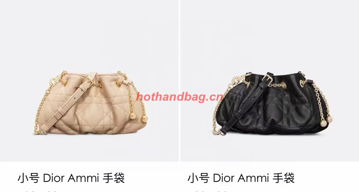 SMALL DIOR AMMI BAG Sand Pink Supple Macrocannage Lambskin M22567F