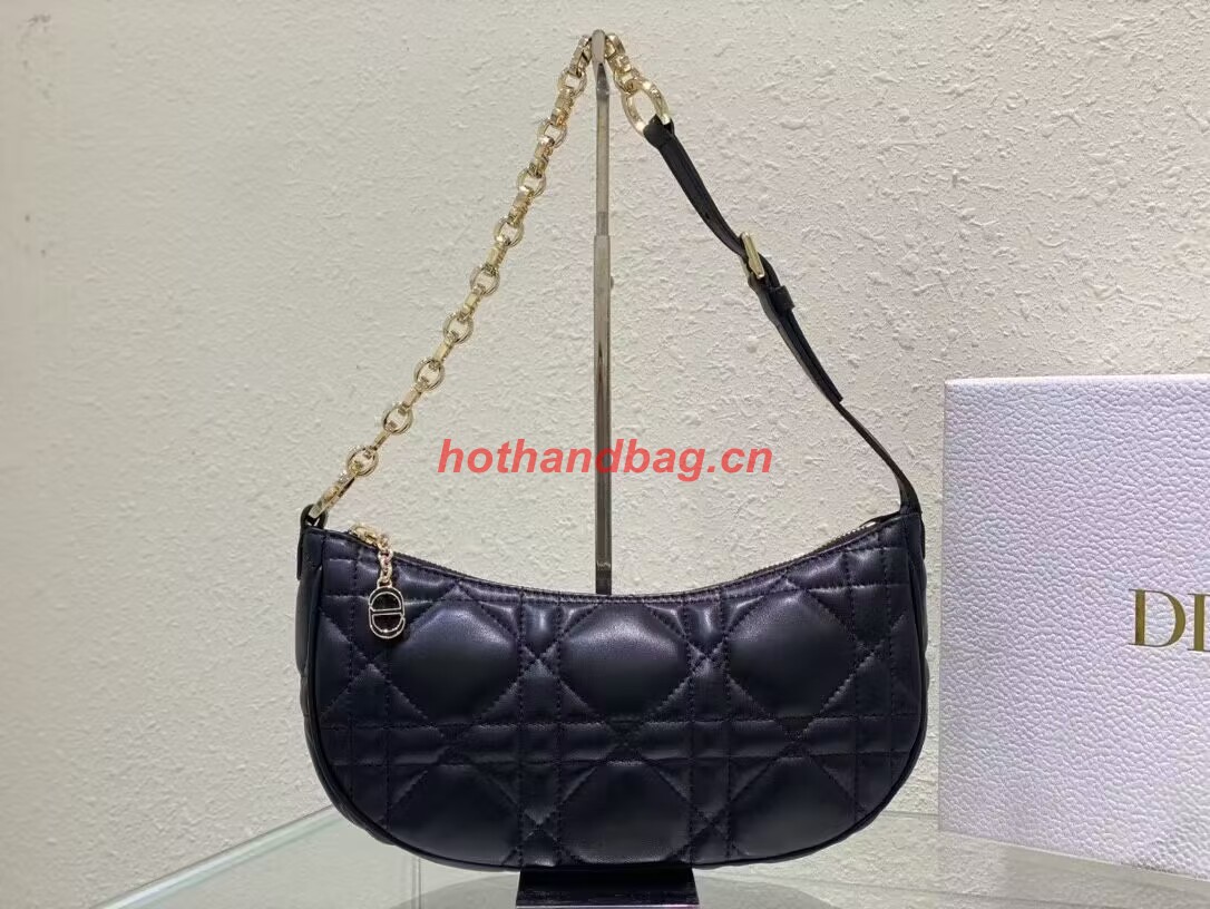 SMALL DIOR CD LOUNGE BAG black Supple Macrocannage Lambskin M2252ONG