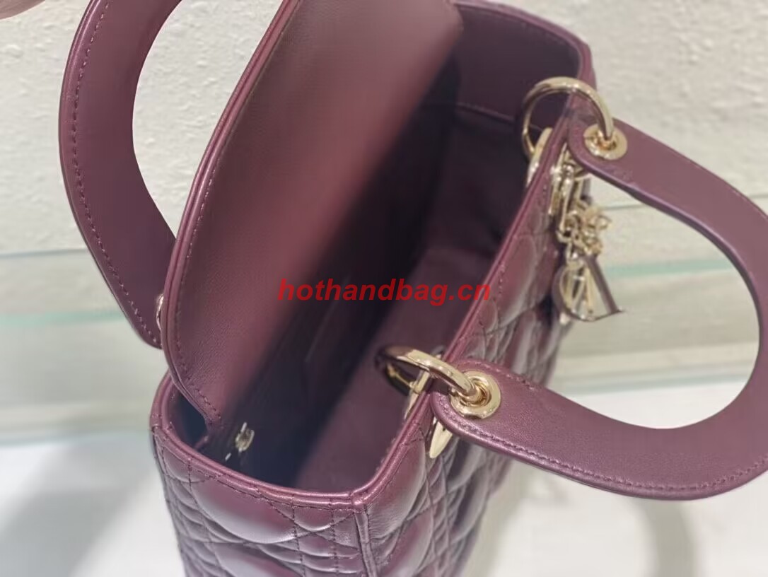 SMALL LADY DIOR MY ABCDIOR BAG Cannage Lambskin M0538ONG wine