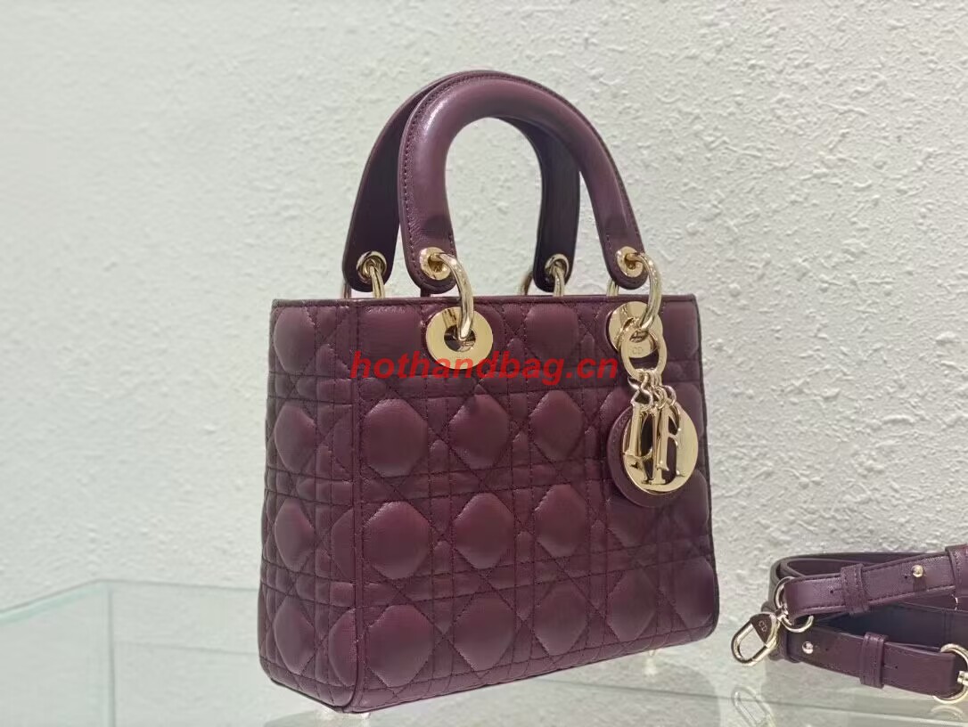 SMALL LADY DIOR MY ABCDIOR BAG Cannage Lambskin M0538ONG wine