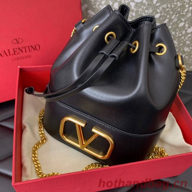 VALENTINO VLOGO SIGNATURE Lambskin Mini Bucket Bag FI16 black