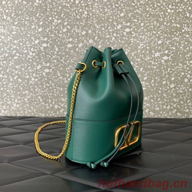 VALENTINO VLOGO SIGNATURE Lambskin Mini Bucket Bag FI16 blackish green