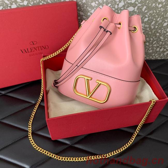 VALENTINO VLOGO SIGNATURE Lambskin Mini Bucket Bag FI16 pink