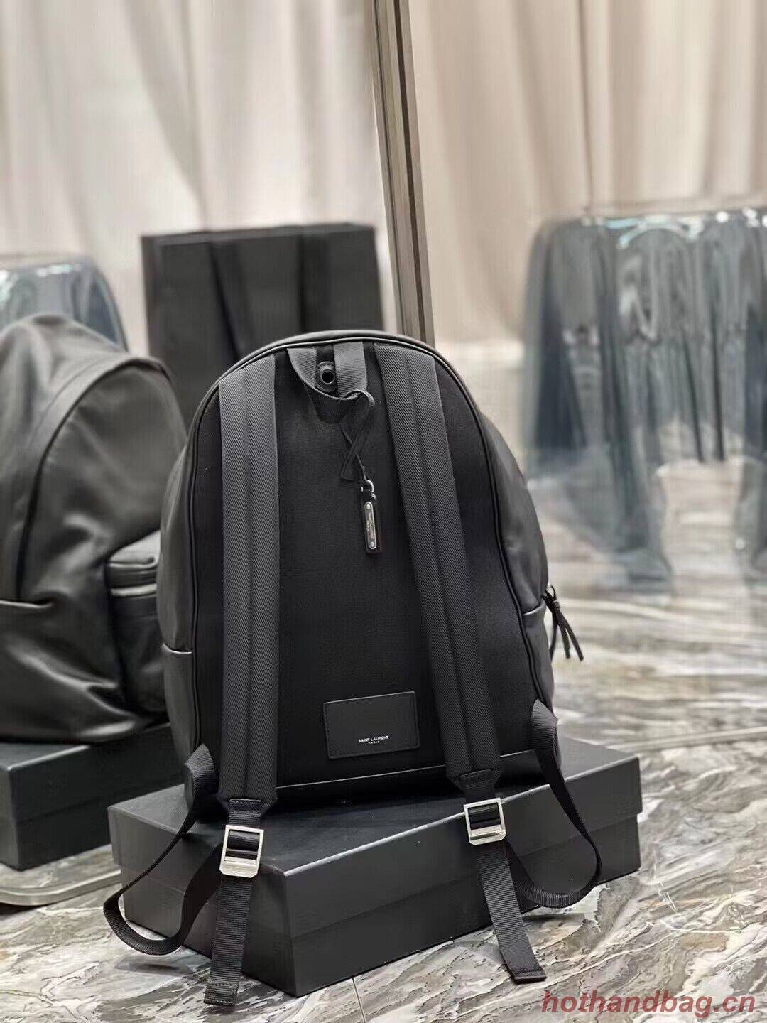 SAINT LAURENT LEATHER large knapsack A886653 black