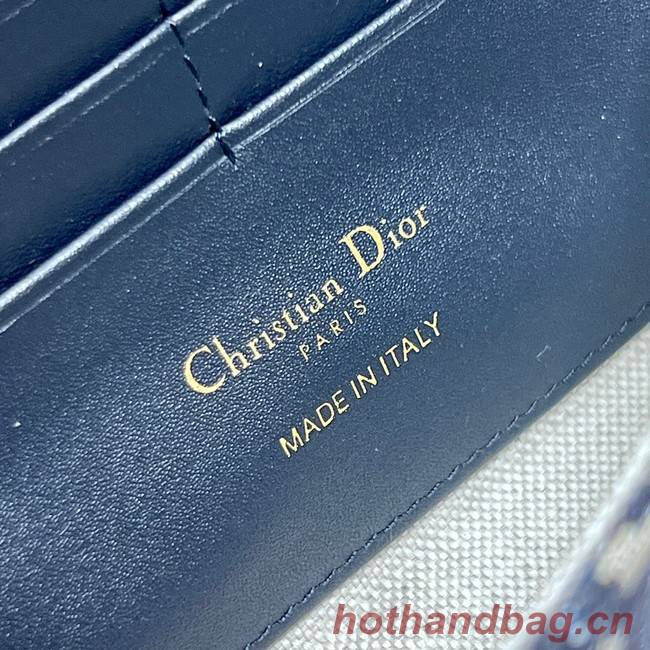 DIOR BOBBY EAST-WEST POUCH WITH CHAIN Blue Dior Oblique Jacquard S5703UT