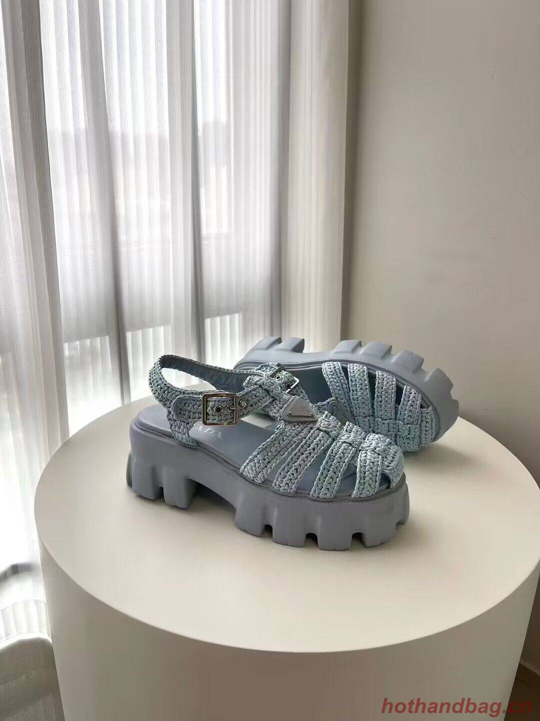 Prada Weave Sandals Shoes PD30362 Blue