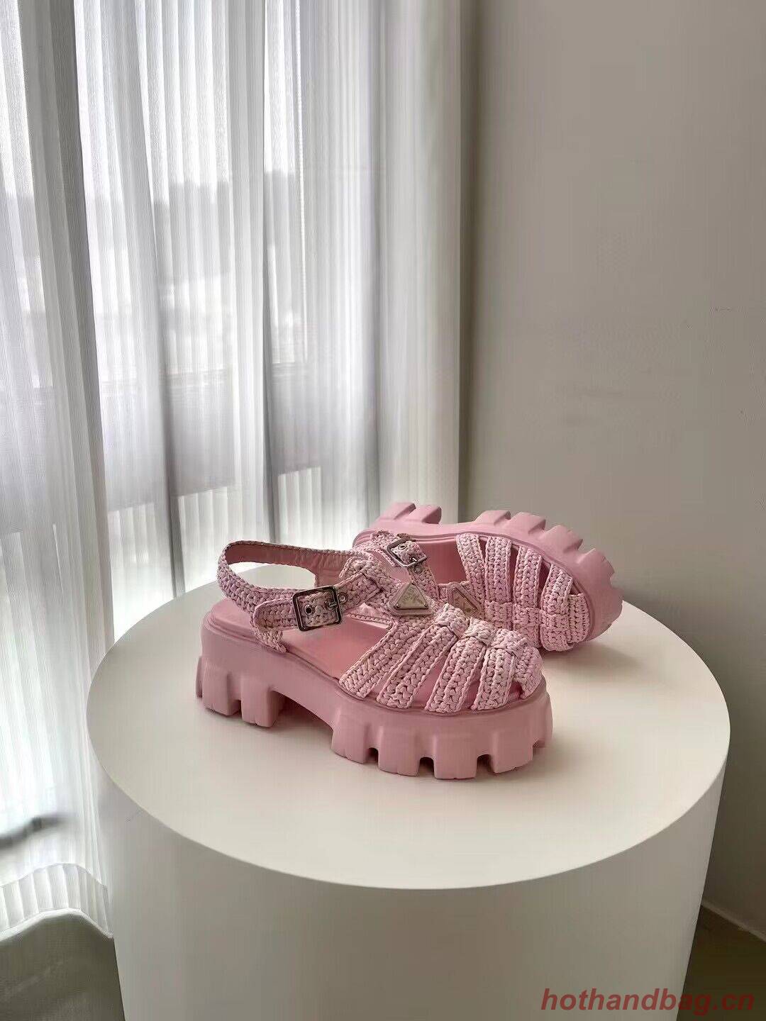 Prada Weave Sandals Shoes PD30362 Pink