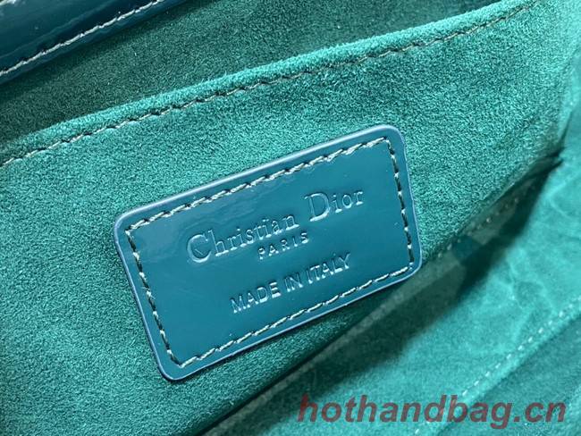 MEDIUM LADY D-JOY BAG Patent Cannage Calfskin M0540ON blackish green