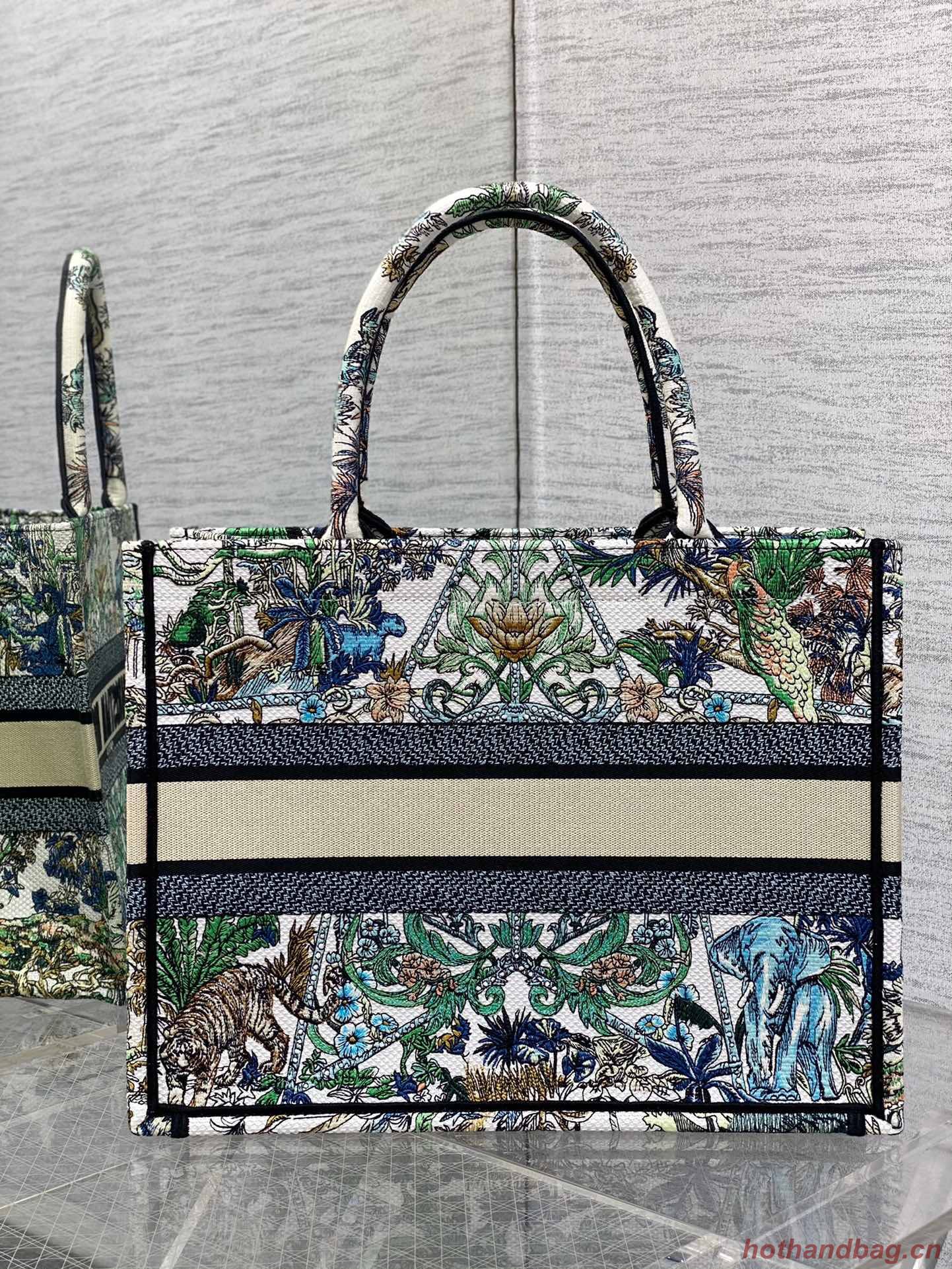 MEDIUM DIOR BOOK TOTE White Multicolor Etoile de Voyage Embroidery M1296ZEBN