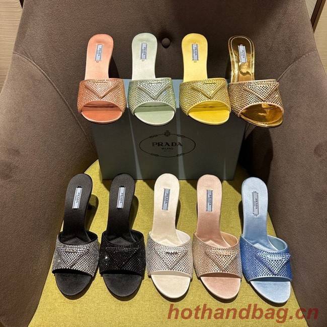 Prada High-heeled satin slides with crystals 93509-1