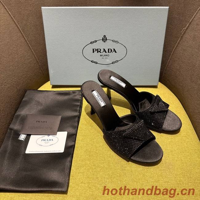 Prada High-heeled satin slides with crystals 93509-2