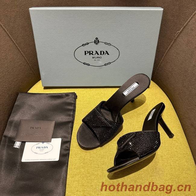 Prada High-heeled satin slides with crystals 93509-2